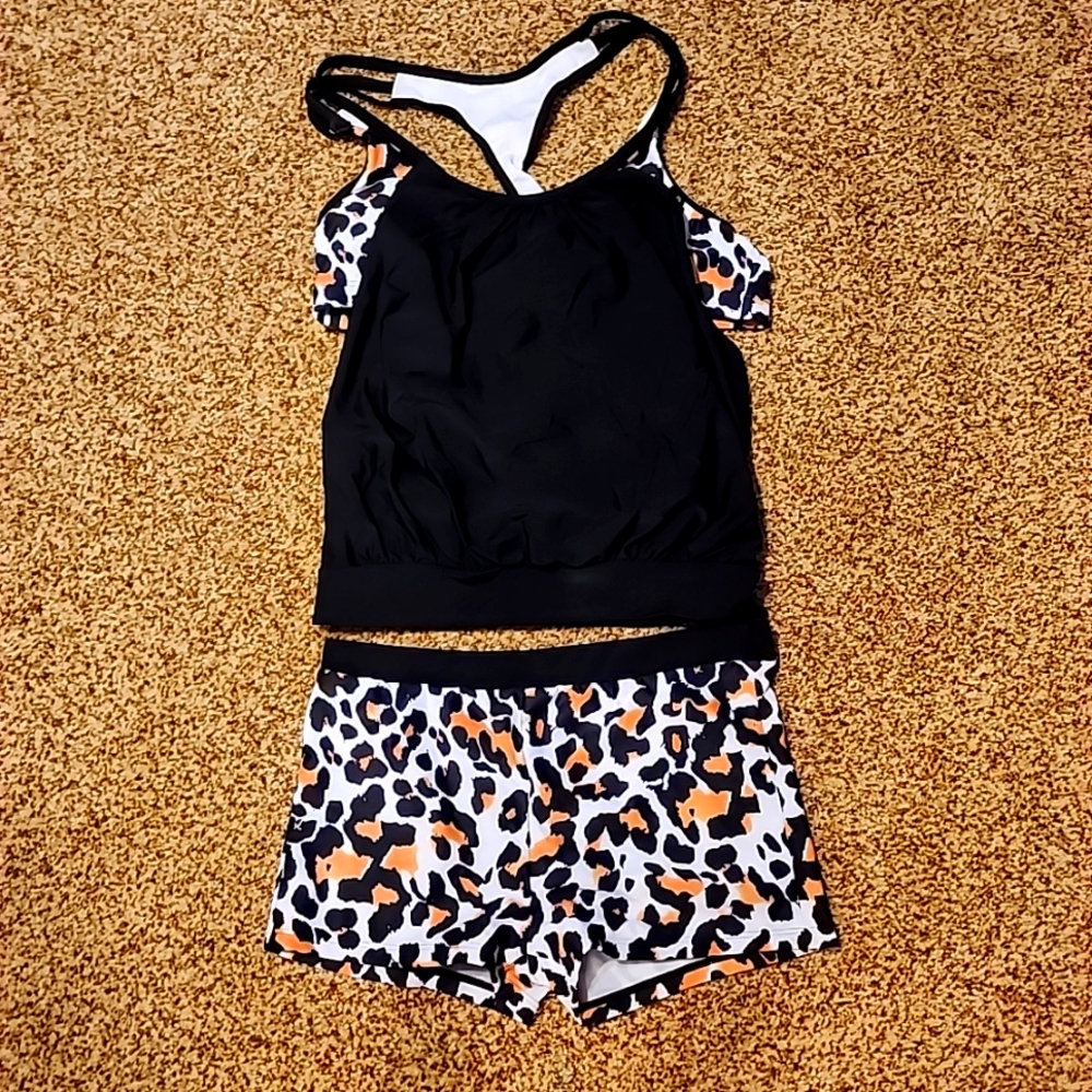 Swim suit black and animal print